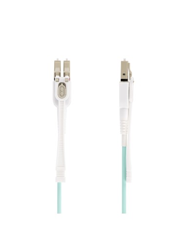 Cable de Fibra Óptica Multimodo LC a LC (UPC) OM4 de 10m - con Pestillos - 50/125µm - Redes de 100G - Resistente a los Dobleces